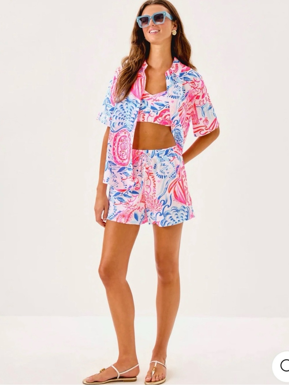 Lilly Pulitzer Pink Blue & White Linen Set